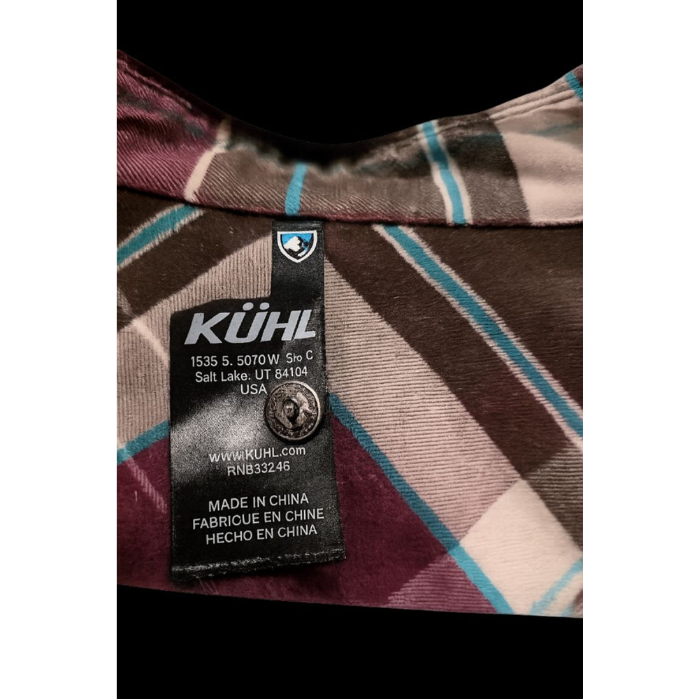 KÜHL Kamila Plaid Button Up Shirt Women’s Large Burgundy Brown Long Sleeve - Picture 4 of 6